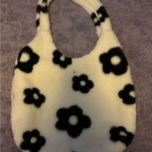 SHEIN Black and White Floral Tote Bag